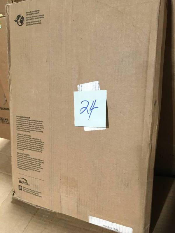 lot 24 image: BEMIS Lift-Off Elongated Closed Front Toilet Seat in Dresden Blue not used