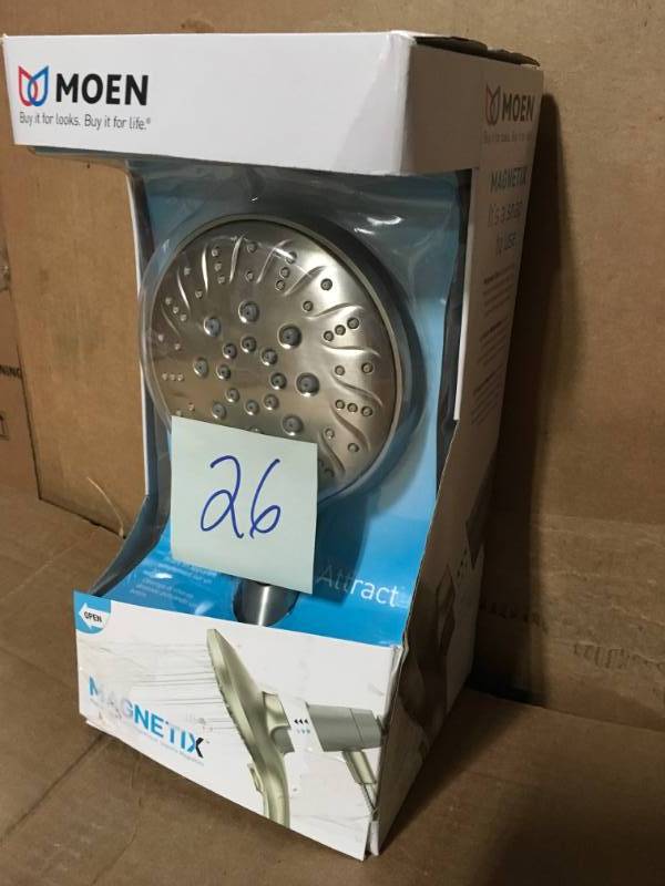 lot 26 image: MOEN Attract 6-Spray 5.5 in. Handheld Shower with Magnetix in Spot Resist Brushed Nickel  in good condition