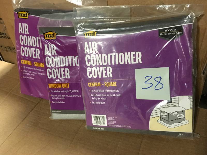 lot 38 image: M-D Building Products 34 in. W x 34 in. L x 30 in. H Square Central Air Conditioner Cover not used
