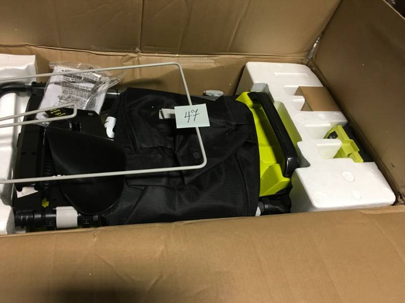 lot 47 image: Ryobi RY40180-Y 20 40-Volt Lithium-Ion Cordless Battery Walk Behind Lawn Mower  in good condition
