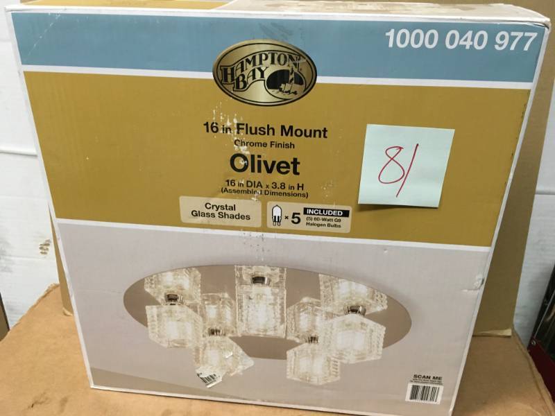 lot 81 image: Hampton Bay 1000040977 Olivet 5-Light Chrome Flushmount not used