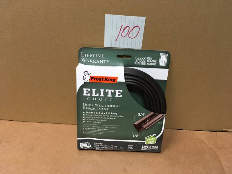 lot 100 image: Frost King 34 in. x 12 in. x 84 in. Brown Elite Lifetime Door Weatherseal Replacement not used