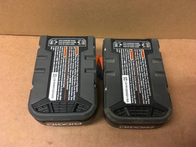 lot 101 image: Two Ridgid 18V r840085 Hyper Lithium Batteries,2X  in good condition