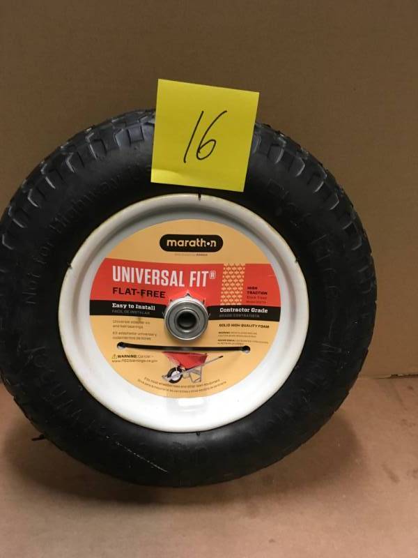 lot 16 image: Marathon 14-12 in. Flat-Free Wheel for Wheelbarrows not used