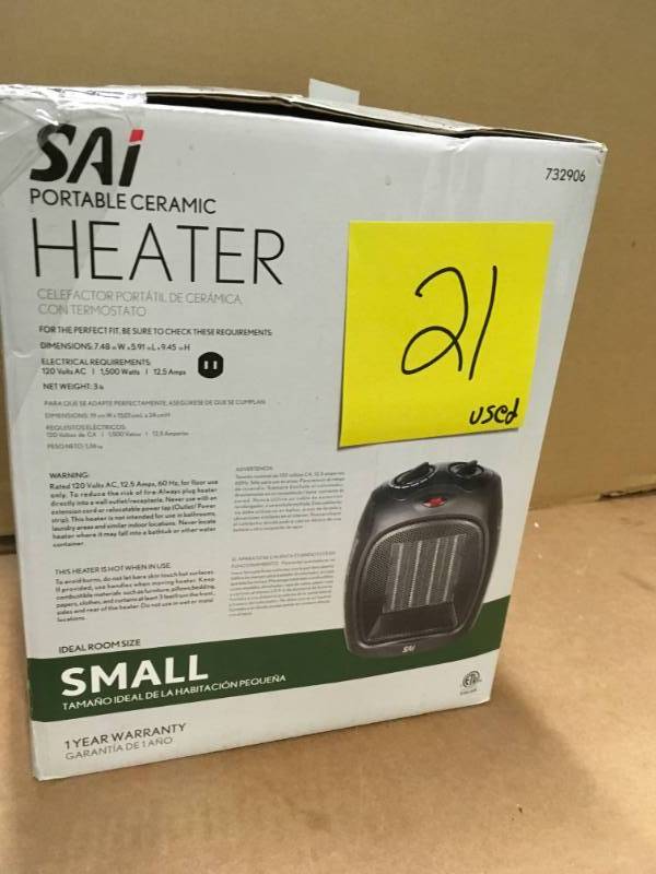 lot 21 image: 1,500-Watt Convection Electric Portable Heater and Fan USED in good condition