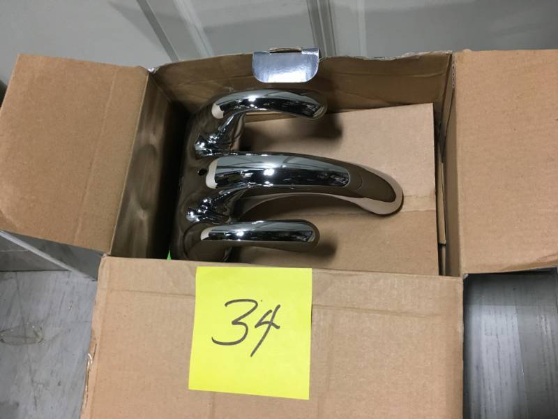 lot 34 image: Glacier Bay Builders 4 in. Centerset 2-Handle Low-Arc Bathroom Faucet in Chrome in good condition