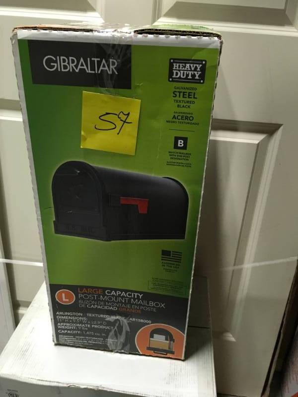 lot 57 image: Gibraltar Mailboxes Arlington Premium Steel Post-Mount Mailbox, Black in good condition