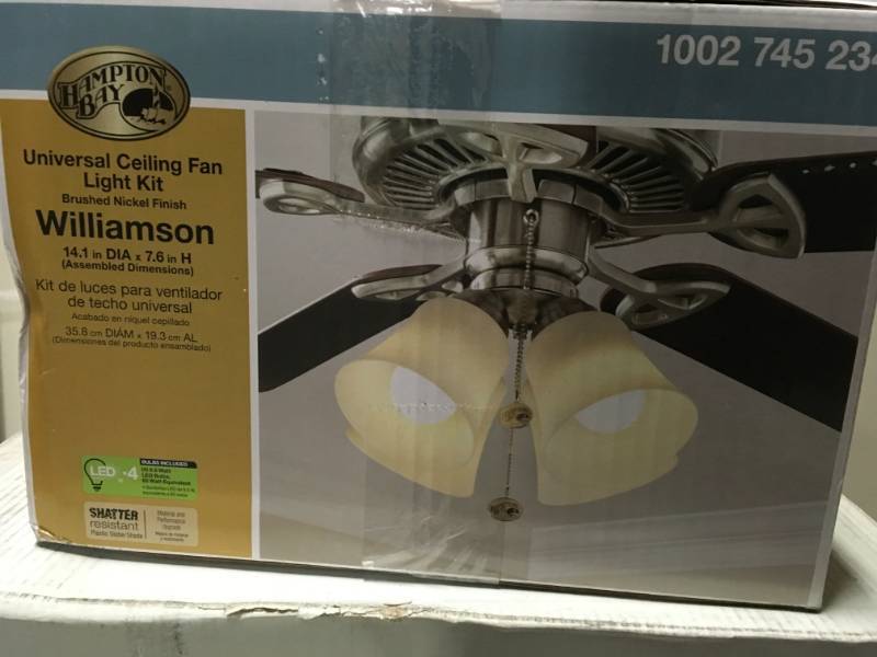 lot 68 image: Hampton Bay Williamson LED Ceiling Fan Light Kit not used