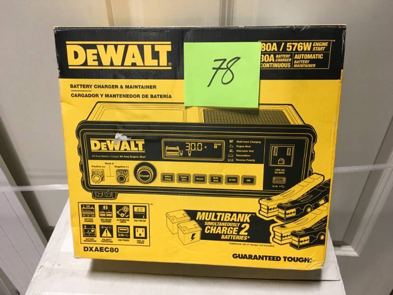 lot 78 image: DEWALT 30 Amp Multi Bank Battery Charger with 80 Amp Engine Start in good condition