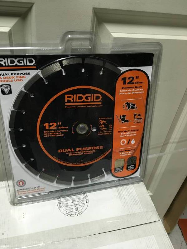 lot 85 image: RIDGID 12 in. Dual-Purpose Diamond Blade in good condition