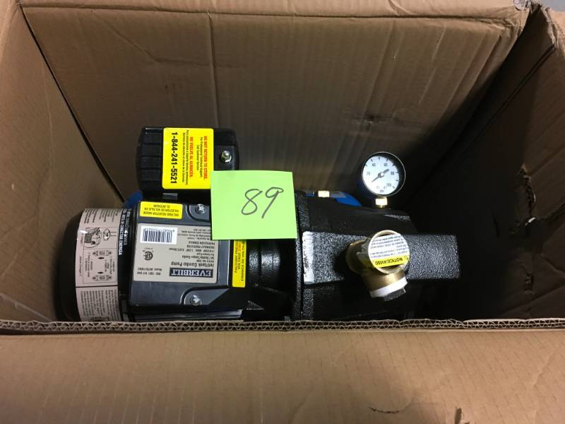 lot 89 image: Everbilt 12 HP Shallow Well Jet Pump with 6 Gal. Tank in good condition