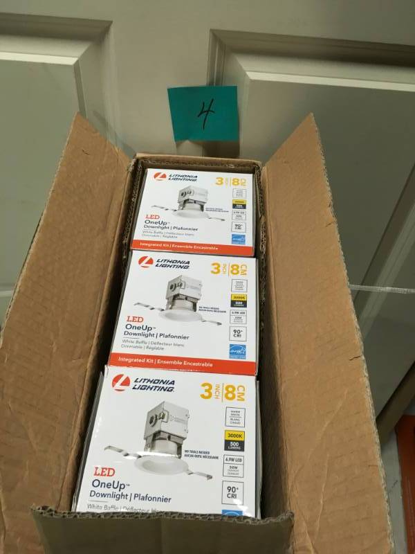 lot 4 image: Lithonia Lighting OneUp 3 in. White Integrated LED Recessed Kit not used