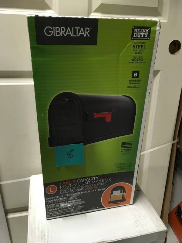 lot 8 image: Gibraltar Mailboxes Arlington Premium Steel Post-Mount Mailbox, Black in good condition