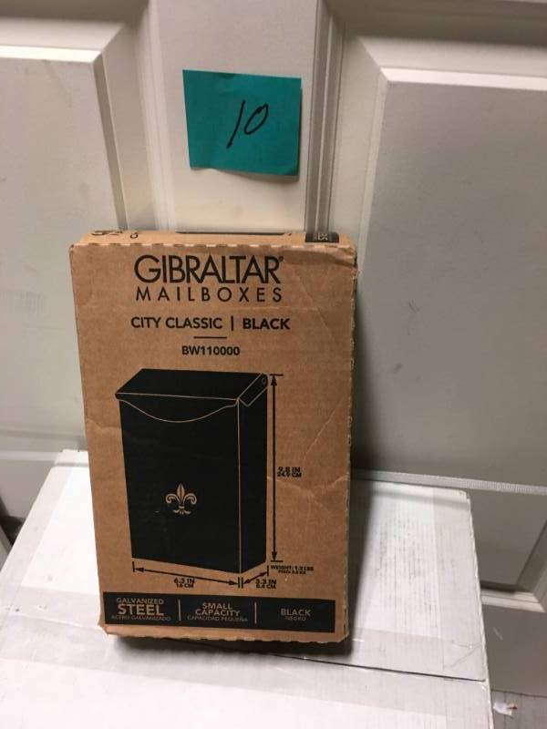 lot 10 image: Gibraltar Mailboxes City Classic Black Steel Vertical Wall-Mount Mailbox  in good condition