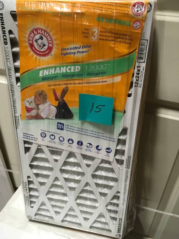 lot 15 image: Arm and Hammer AF-AH1224 NA Air Filter 24 Inches x 12 Inches x 1 Inch Pet Fresh not used