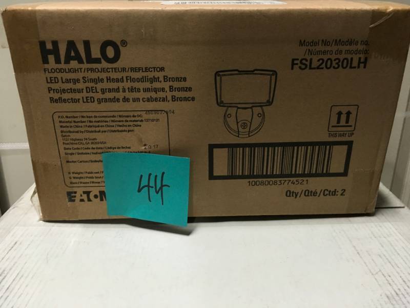 lot 44 image: Halo 23-Watt Bronze Outdoor Integrated LED Large-Head Flood Light with Switch Control not used