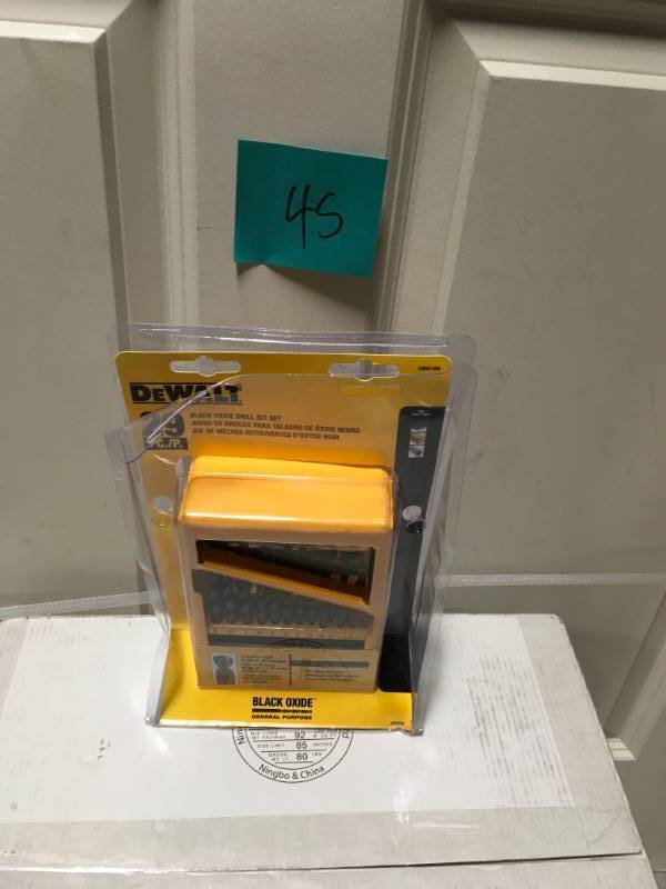 lot 45 image: DEWALT Black Oxide Drill Bit Set (29-Piece) in good condition