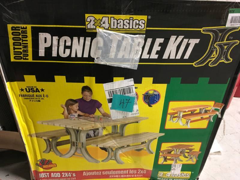 lot 47 image: 2x4basics Sand Polyresin Picnic Table Brackets in good condition