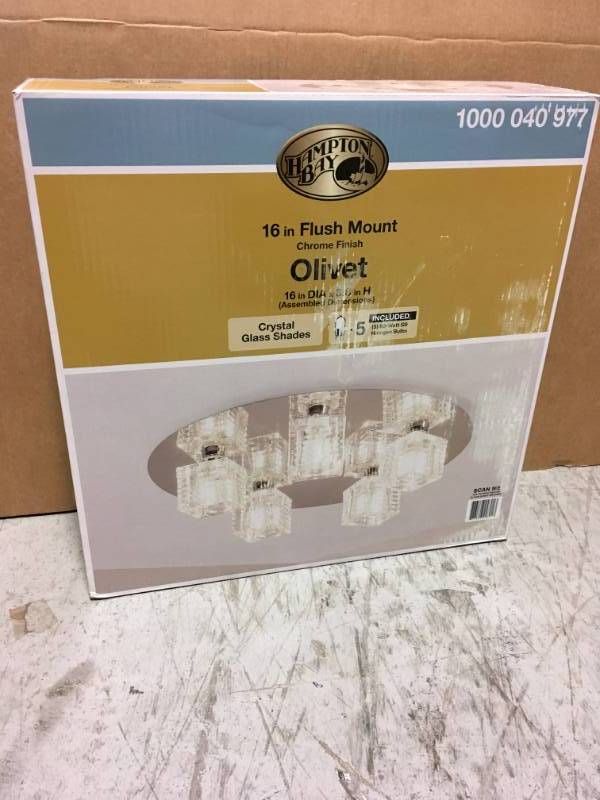 lot 54 image: Hampton Bay 1000040977 Olivet 5-Light Chrome Flushmount in good condition