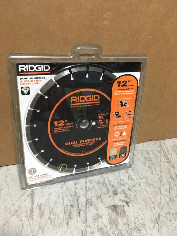 lot 59 image: RIDGID 12 in. Dual-Purpose Diamond Blade in good condition