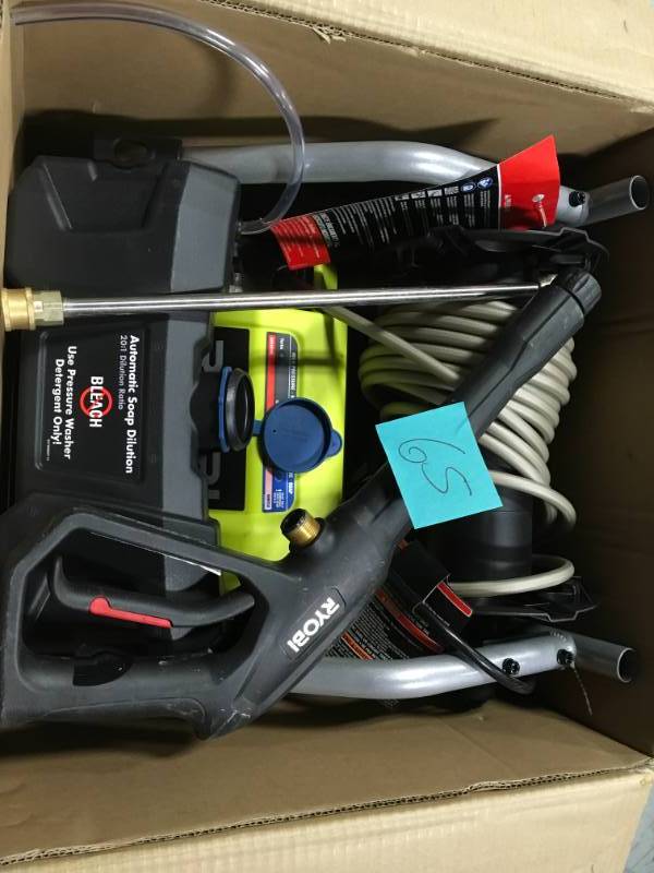 lot 65 image: RYOBI 2,000 PSI 1.2 GPM Electric Pressure Washer in good condition
