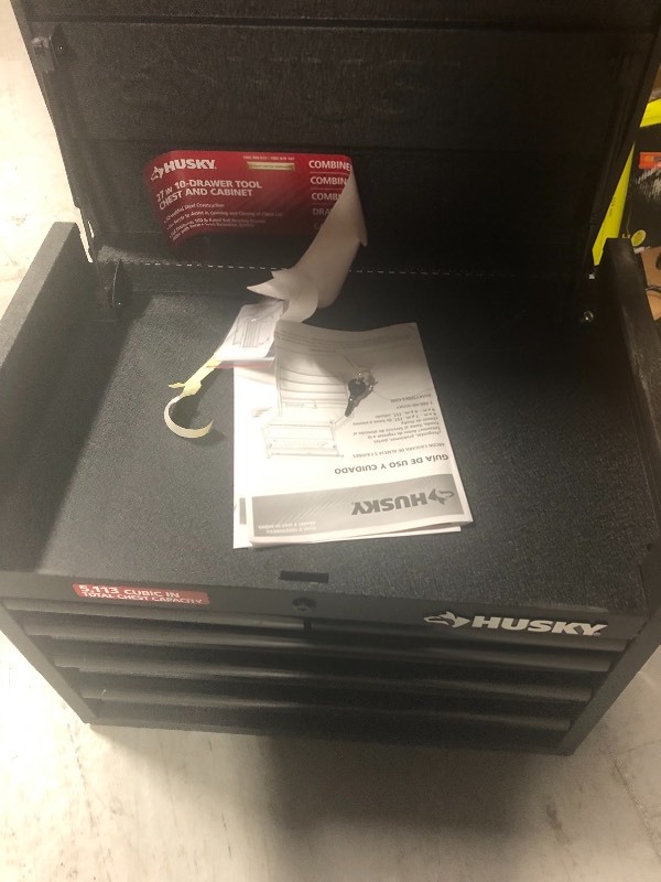 lot 109 image: Husky 26 in. 5-Drawer Top Tool Chest in Textured Black small dent on top