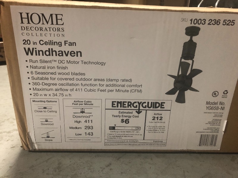 lot 106 image: Home Decorators Windhaven 20 in. Outdoor Natural Iron Ceiling Fan with Remote Control
