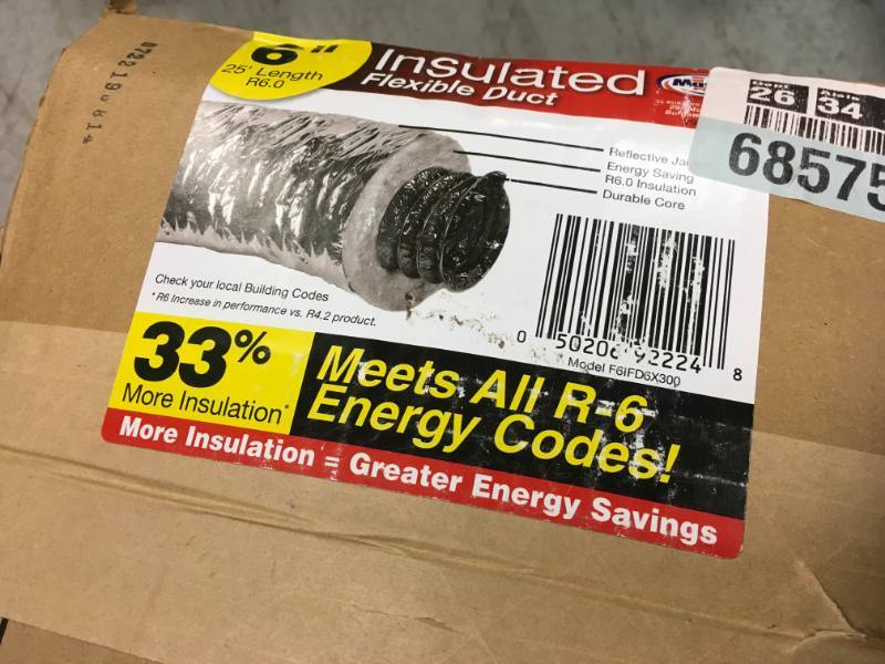 lot 31 image: Master Flow 6 in. x 25 ft. Insulated Flexible Duct R6 Silver Jacket not used