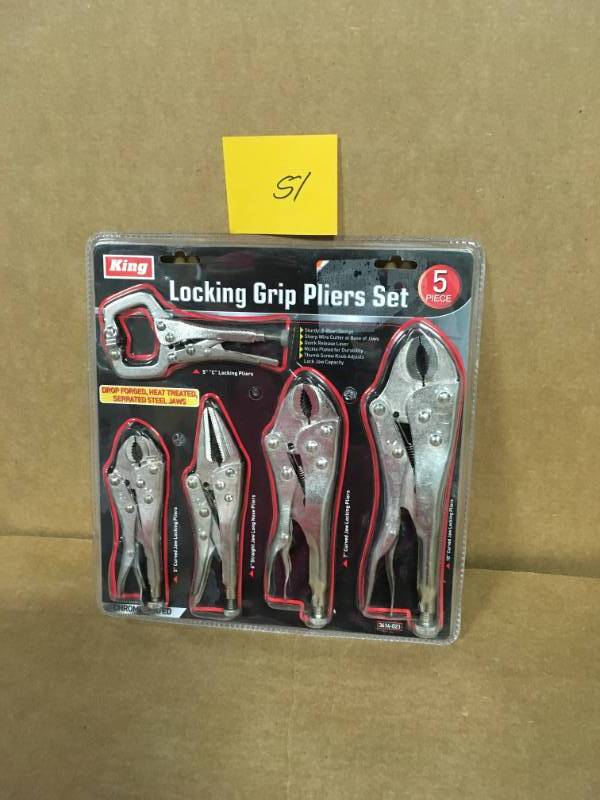 lot 51 image: KING Assorted Locking Grip Pliers Set (5-Piece) in good condition