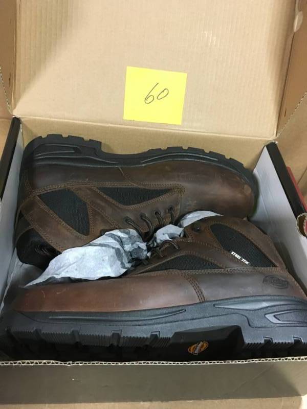 lot 60 image: Dickies Buffer Men Size 11 Brown Leather Steel Toe Work Boot not used