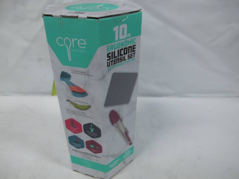 lot 4 image: Core Kitchen 10 Pc Ergonomic Silicone Utensil Set with Overmold Solid Core Missing All Purpose Spatula