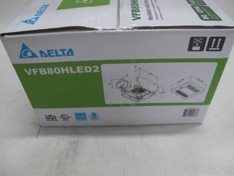lot 23A image: New Delta Breez Ventilation Humidity Sensor VFB80HLED2 80 CFM Sones Sound