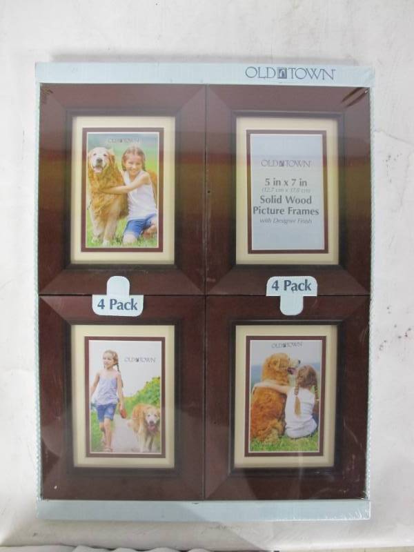 lot 17A image: Old Town 5 in x 7 in Wood Frame w Designer Finish, 4-Pack - Walnut, Brown