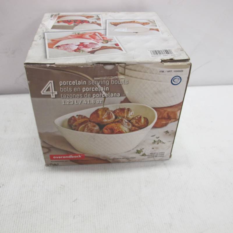 lot 44 image: 4-Piece What Dish Porcelain Bowl Set, White