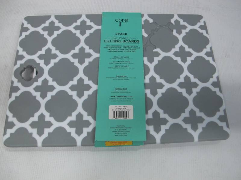lot 5A image: Core Kitchen Royal Pattern Plastic Cutting Board 3 Piece