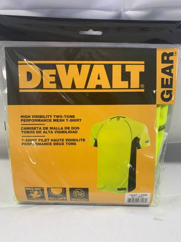 lot 18 image: New DeWalt High Visibility UV 50 Shirt Size Large