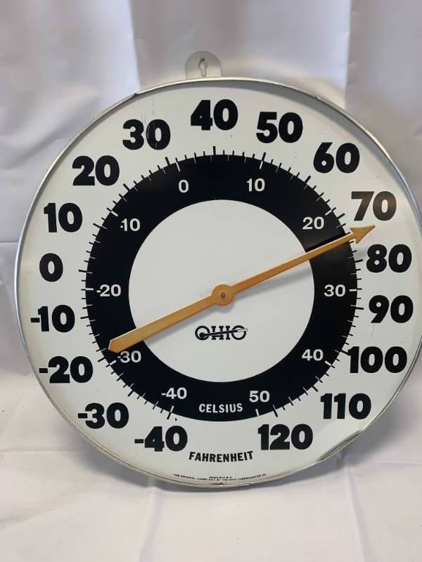 lot 46 image: Antique 18 Wide Thermometer