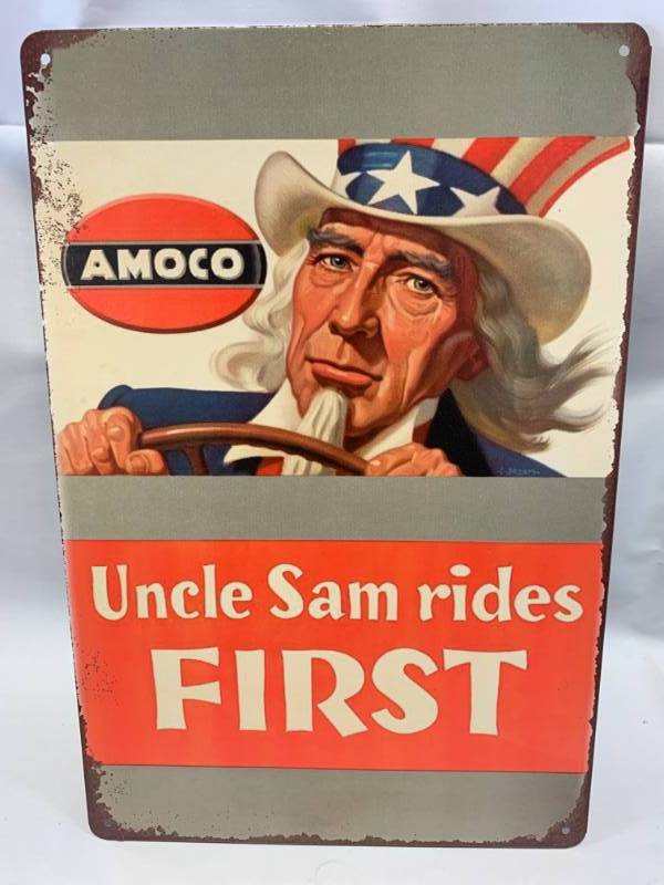 lot 63 image: Amoco Metal Sign