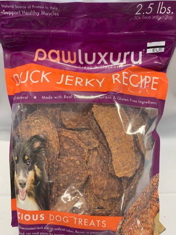 lot 66 image: Duck Jerky Dog Treats 2.5 Pounds  $24.95 at Costco