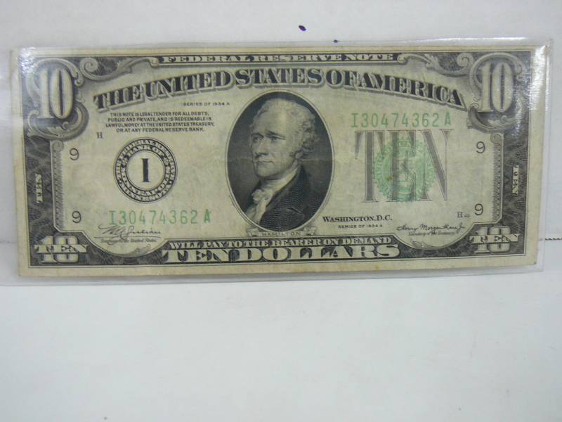 1934a $10 Federal Reserve Note Green Seal