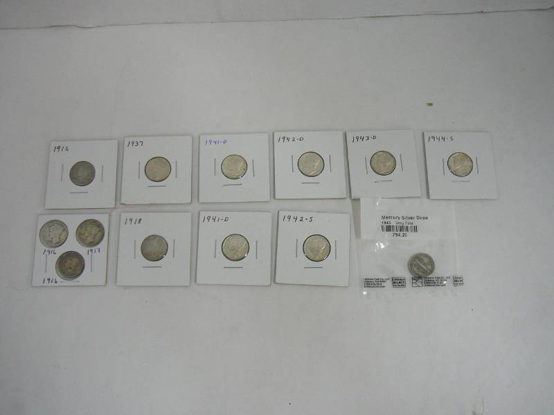 13 Mercury Dimes