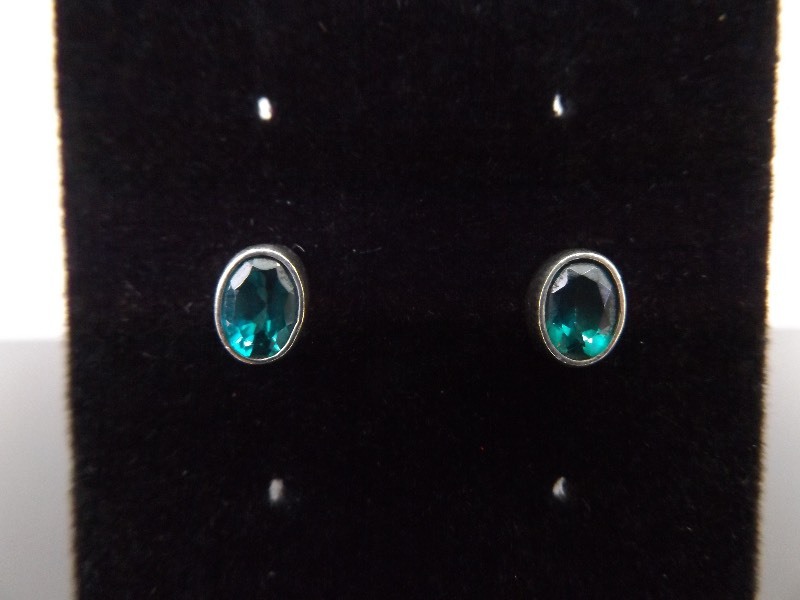 .925 Sterling Silver Faceted Topaz Post Earrings