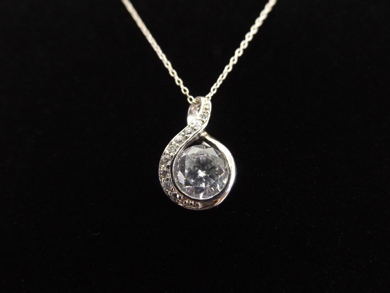 .925 Sterling Silver Crystal Infinity Pendant Necklace