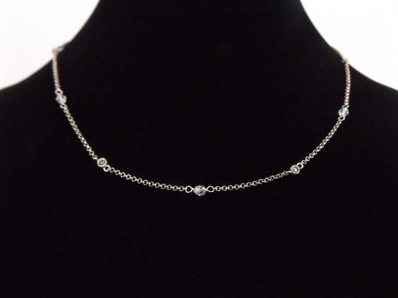 .925 Sterling Silver Art Nouveau Crystal Necklace