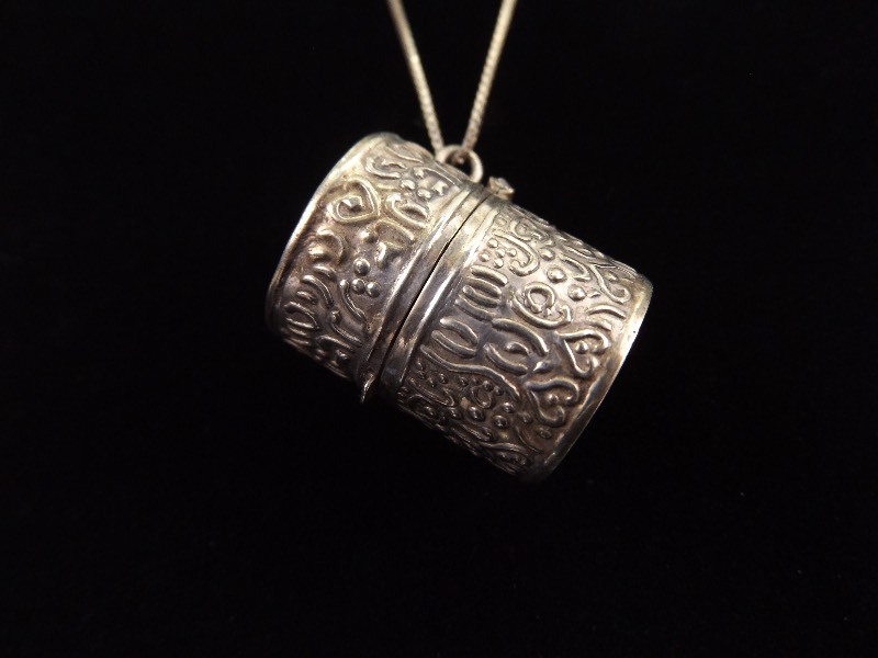 .925 Sterling Silver Healing Canister Pendant Necklace