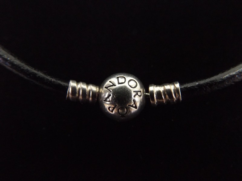 .925 Sterling Silver PANDORA Leather NecklaceTriple Wrap Bracelet