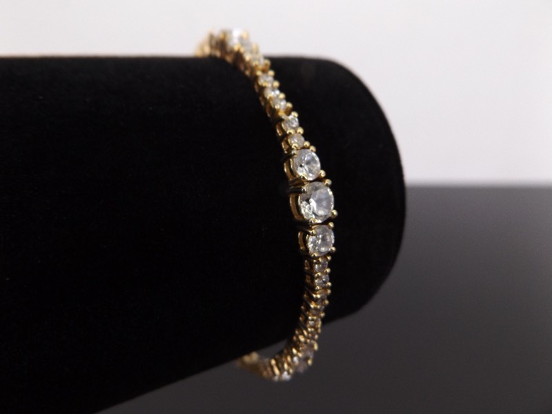 .925 Sterling Silver Crystal Vermeil Tennis Bracelet
