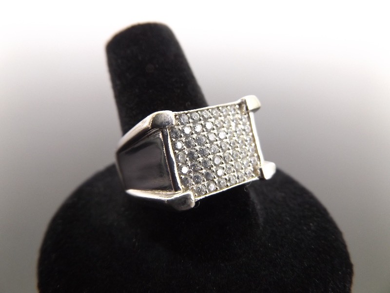.925 Sterling Silver Crystal Shield Ring Size 9