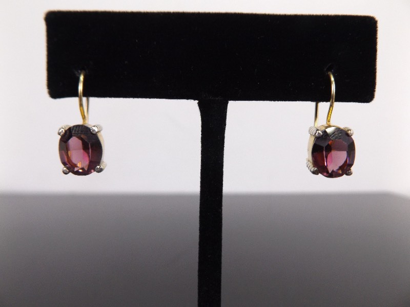.925 Sterling Silver Faceted Amethyst Vermeil Hook Catch Earrings