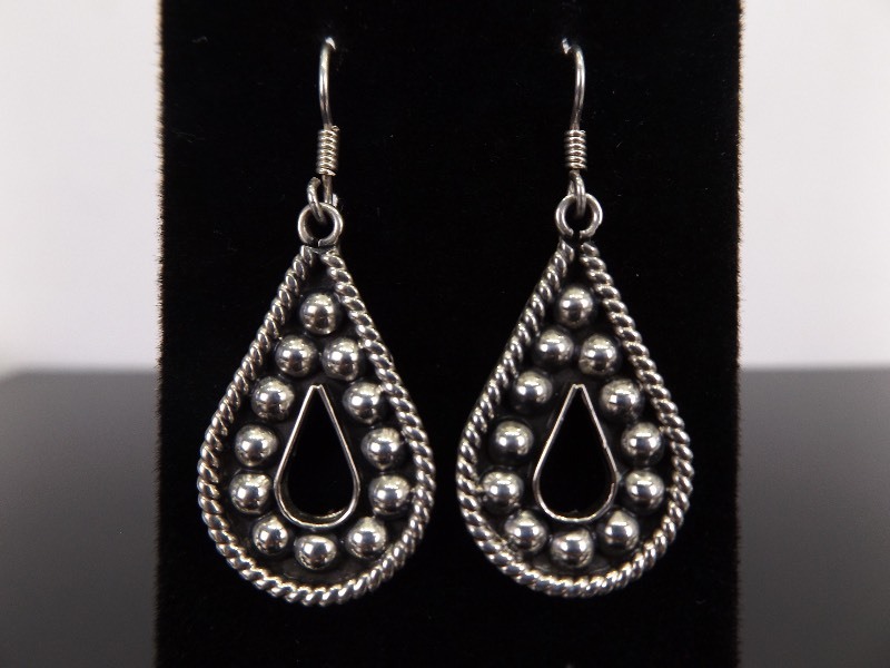 .925 Sterling Silver Artisan Hook Dangle Earrings